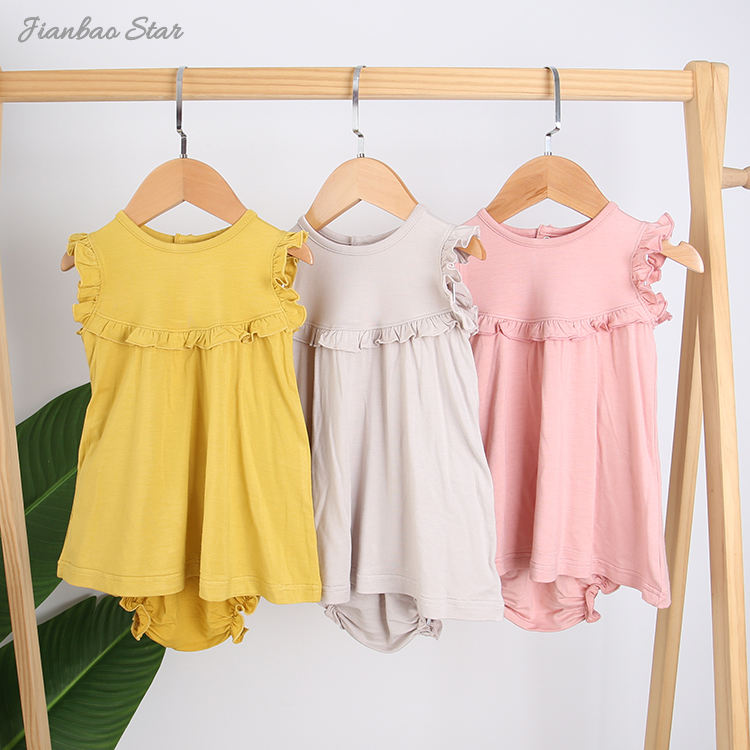 New Launch Baby Outfits Sleeveless Tops And Shorts Baby & Kids Girls Summer Bamboo Knitted Clothing Set