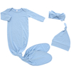 Newborn Baby 0-2Y Full Season Envelope Collar Plain Print Sleeping Sack Hat Headband Sleep Bag Sets Baby Gown