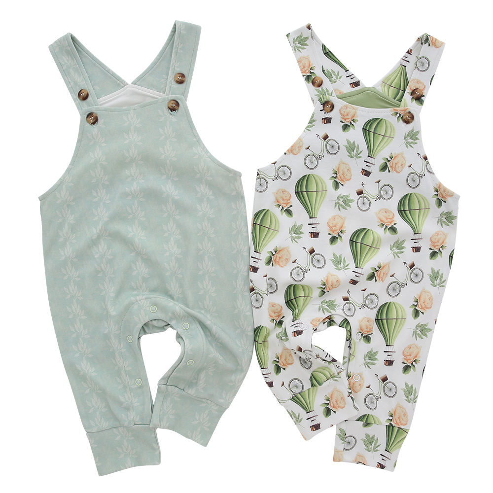 Bamboo Cotton Organic Cotton OEM Print Baby Toddler Boy And Girl Suspender Baby Romper Baby Suit