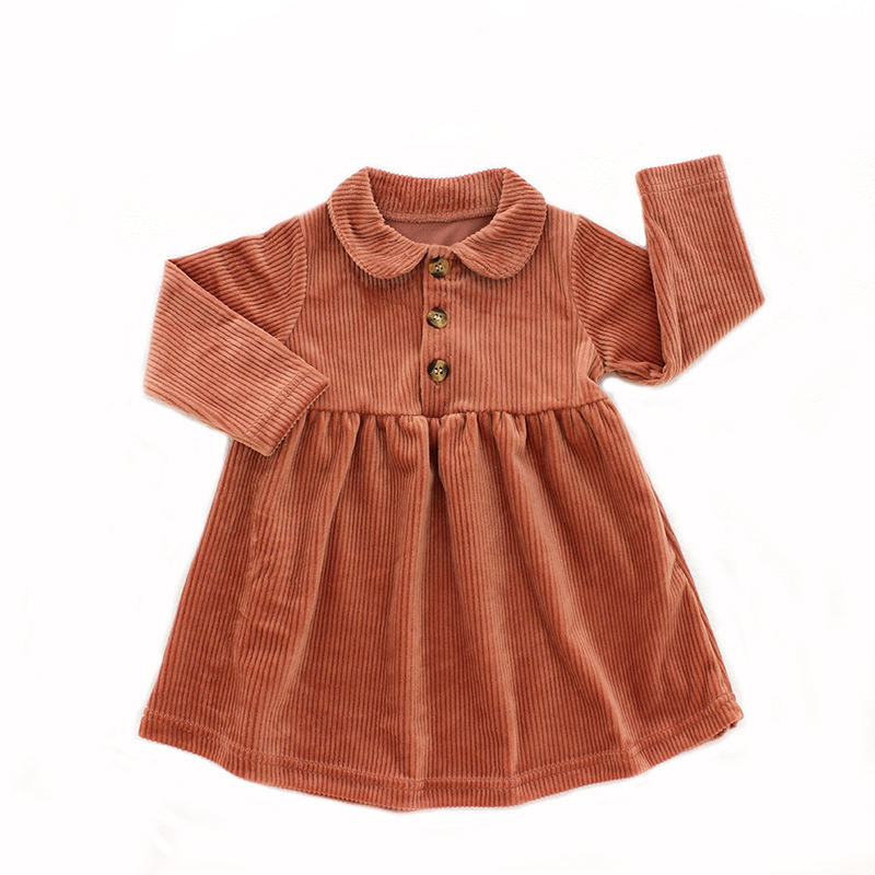 New Arrival Fall Winter Long Sleeves Boutique Infant Baby Dresses Toddler Kids Girl Dresses