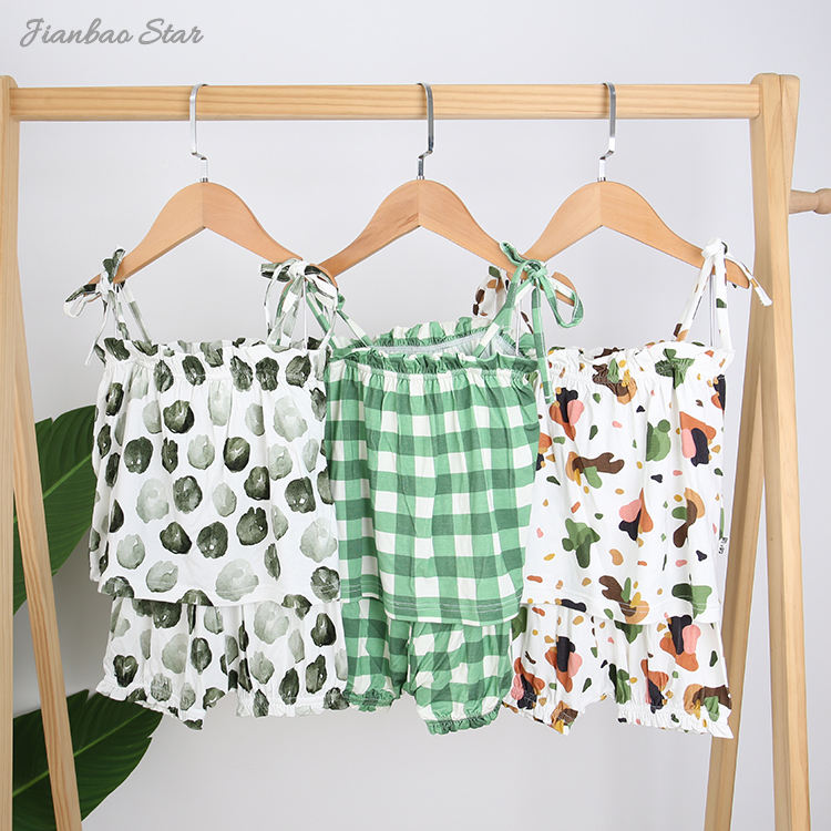New Release Baby & Kids Girl's Suspendex Skirt Bamboo Or Cotton Knitted Kids Summer Clothing Skirt Set