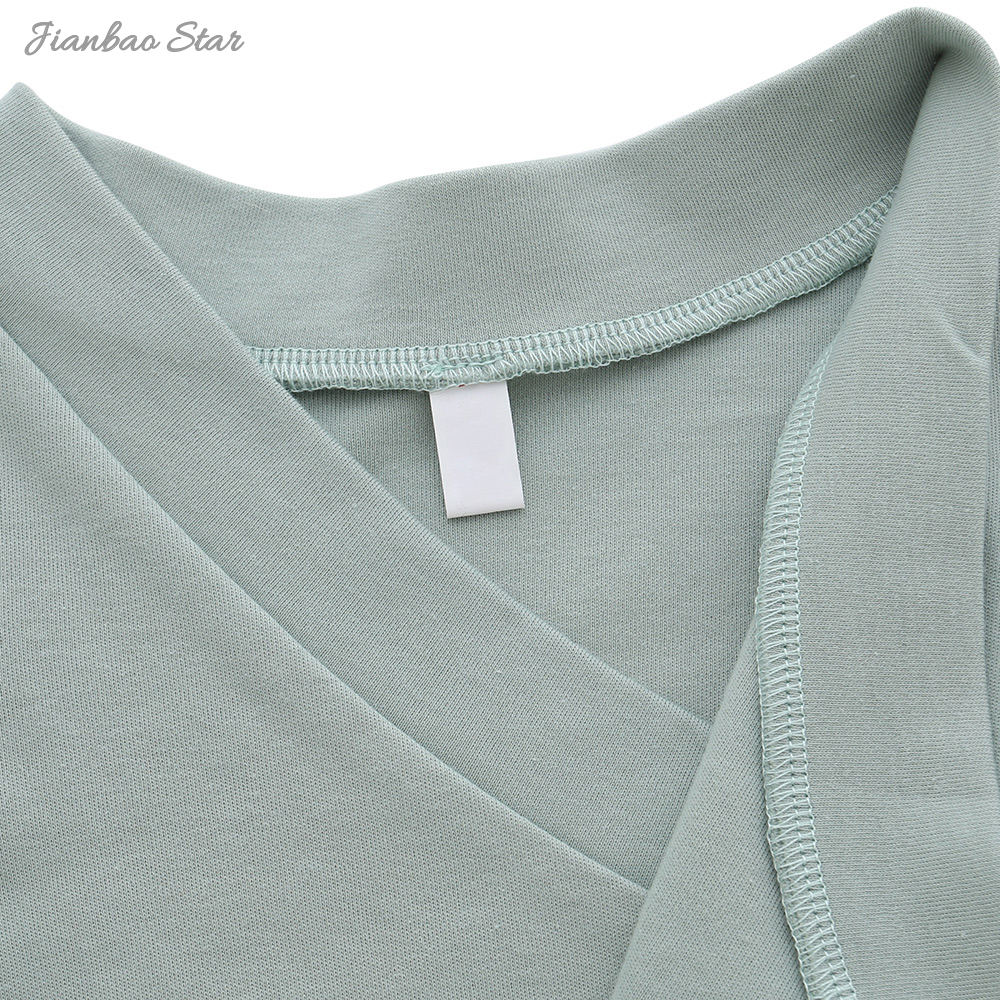 Factory Hot Sale New Design Popular Custom Color Side Tie Placket Lace-up Long Sleeve Baby Rompers Baby Clothes