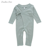 Factory Hot Sale New Design Popular Custom Color Side Tie Placket Lace-up Long Sleeve Baby Rompers Baby Clothes