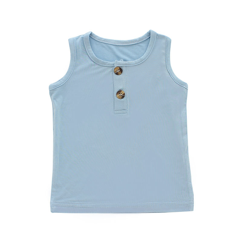 95% Bamboo Knitted Super Soft Sleeveless Baby Boy's And Girl's T-shirt Summer Solid Color And OEM Pattern Kids Tops