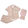 OEM Customized Mommy Girl Women Pajamas Turn-down Collar Set Summer Short Sleeve Tops Shorts Set Sleeping Clothes