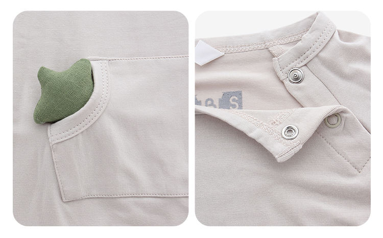 Baby Toddler Autumn Romper Long Sleeve With Pocket And Snap Button Design Solid Color Baby Jumpsuit