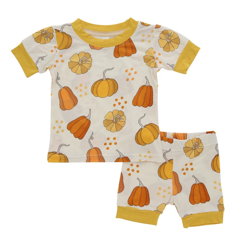 New Design Wholesale Baby Pajamas Set Short Sleeve Sleeping Wear Bamboo Spandex Cotton Unisex Autumn Two Piece Clothing