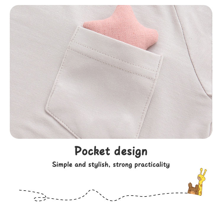 Wholesale Newborn Baby 0-2Years Summer Tops Solid Color With A Little Pocket Design Boy's And Girl's Kids T-shirt