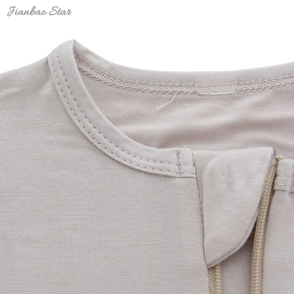 Wholesale New Born Long Sleeve Zipper Autumn Winter Baby Clothes Custom Solid Color Unisex 95% Bamboo Baby Rompers