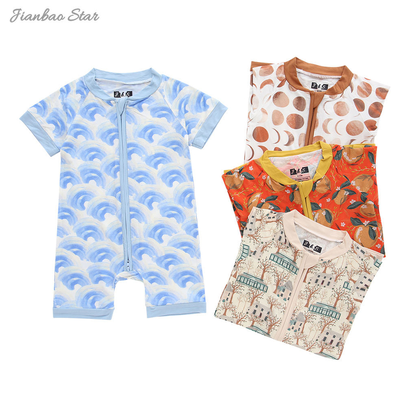New Released Color Pattern Baby One-Piece Suit Summer Short Sleeve Ruffle Rompers Bodysuits Clothes Baby Clothes