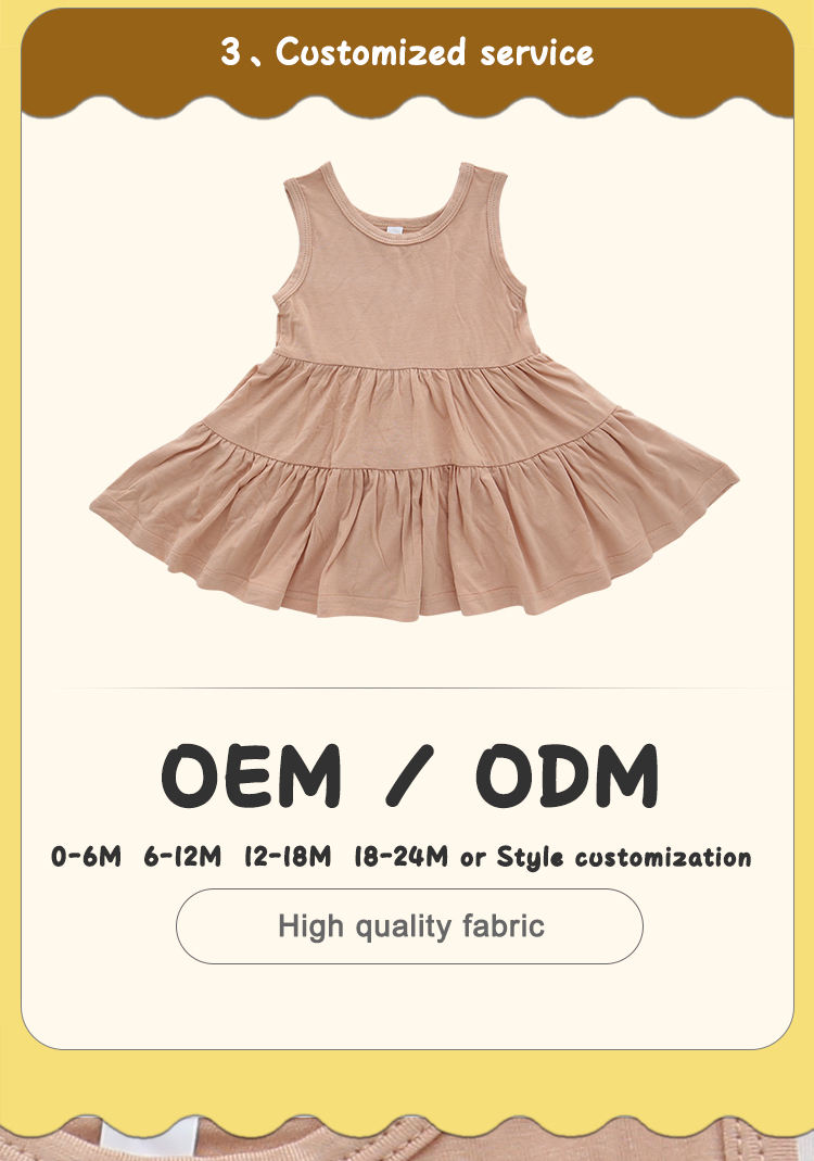 Summer Style Sleeveless Baby Dress Wholesale High Quality Bamboo Cotton Suspender Baby Girls Skirt Soft Infants Clothing