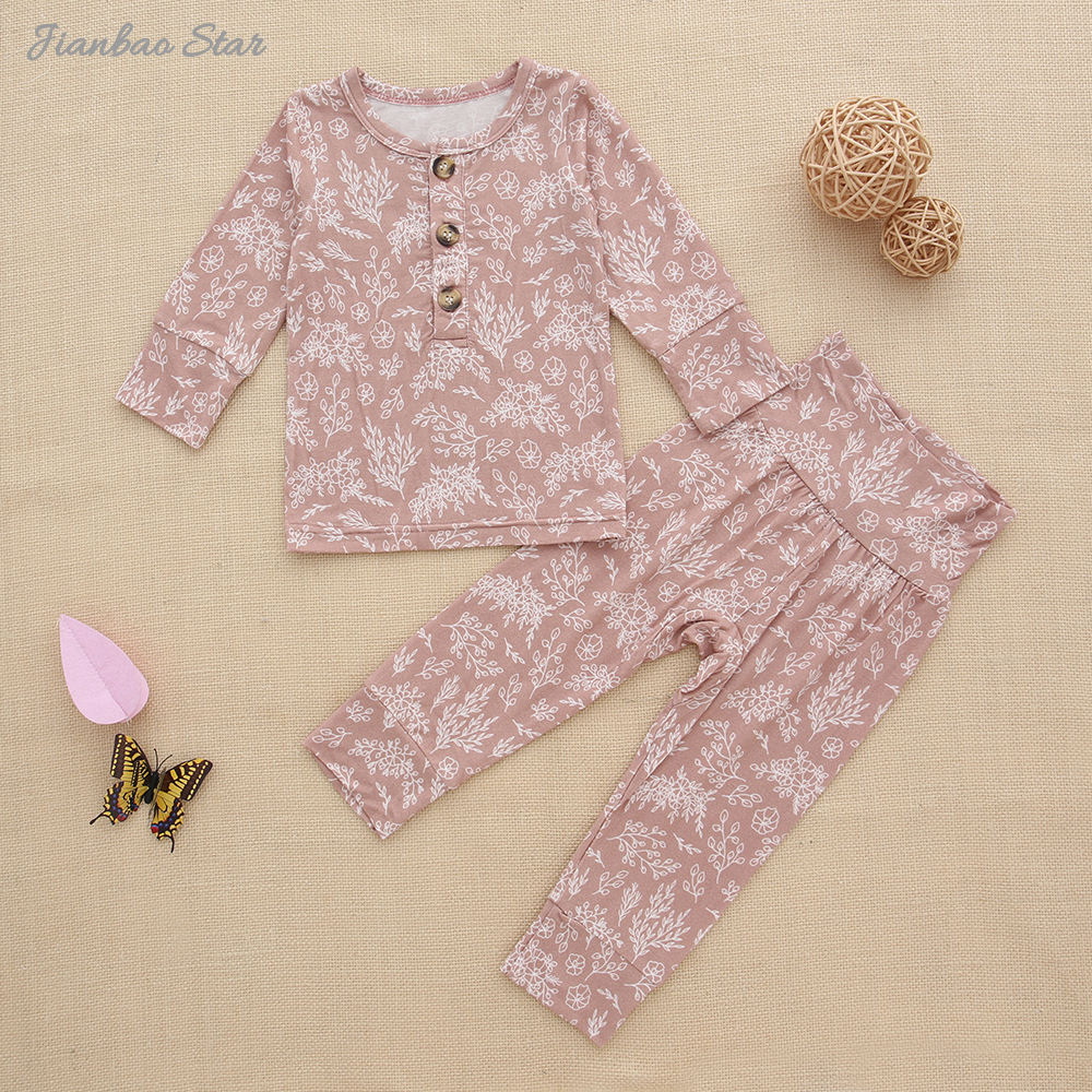 Hot Selling Long Sleeve Baby Clothing Sets Bamboo Cotton ECO Friendly Fabric 2 Pcs Casual Pajamas Set in Factory Price Baby Girl Clothing Sets