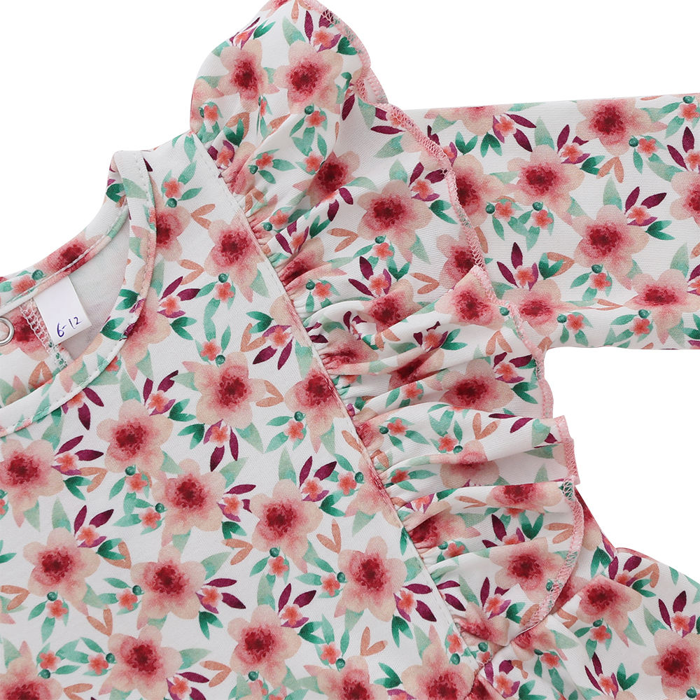 The Latest Solid Color 100% Cotton Long Sleeves Ruffle Style Baby Girl Dresses Kids Clothing Dress