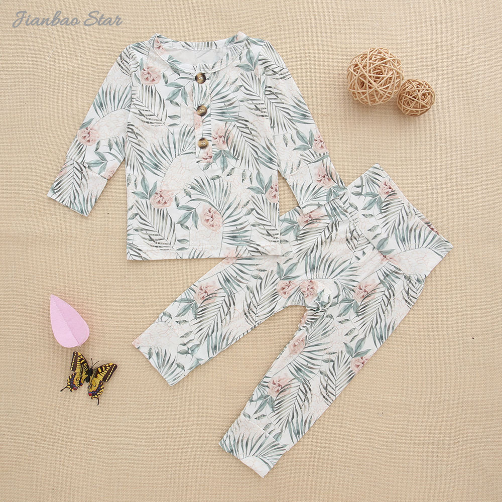 New Wholesale Baby Pajamas Set Long Sleeve Sleeping Wear Bamboo Viscose Spandex Cotton Unisex Autumn Winter Two Piece Clothing