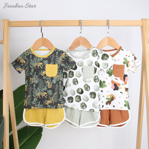 Top Sale New Design High Quality 100% Cotton Comfortable Summer Style Casual Short Sleeved Baby Suit Baby Clothes with Pocket