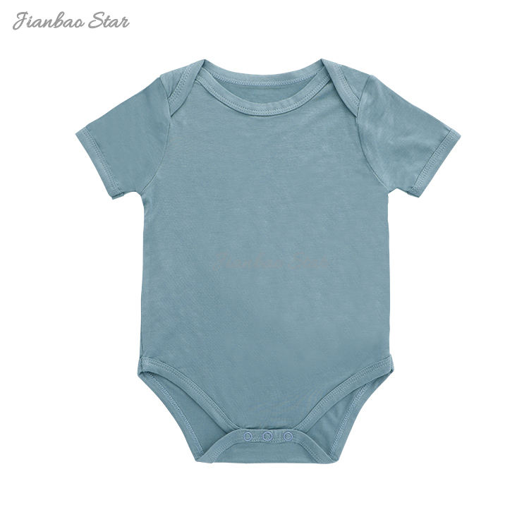 Baby Clothes Wholesale Summer Jumpsuit Bamboo Spandex Cotton Solid Color Newborn Short Sleeve Baby Romper