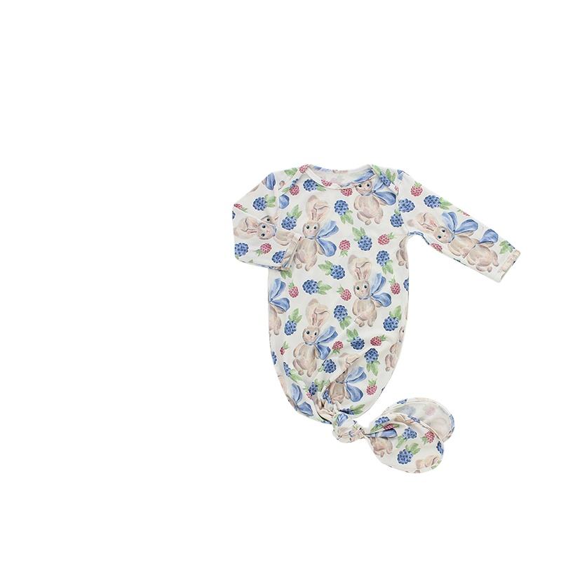 Sleepwear 4PCS Whole Sets for Newborn Baby All Seasons Pajamas Sets With Hat Mittens And Blanket Infabt Baby Gift Sets