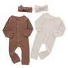 Long Sleeve Baby Jumpsuit Front Button Style High Quality Cotton Knitted Baby Romper Unisex Kids Clothes