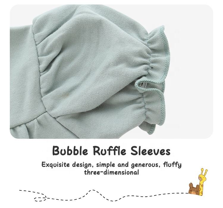 Fashionable Wholesale Infant Baby Girl Clothes Summer Bamboo Cotton Ruffle Sleeve Romper Solid Color Dress Bodysuit Clothes