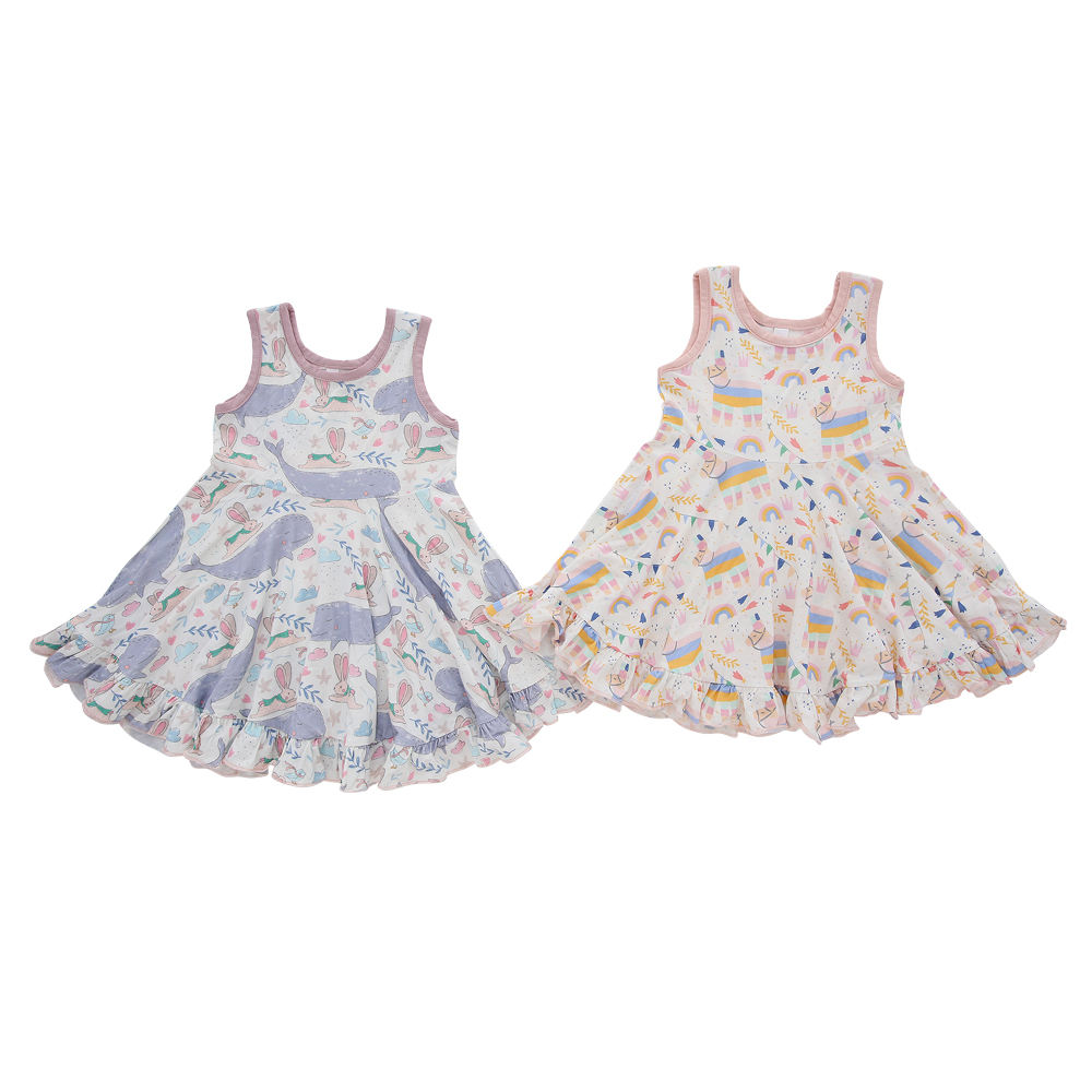 Digital Printing Baby Girls Dress Wholesale New Style Summer Hot Sale Pattern Sleeveless Lovely Suspender Baby Girls Clothing