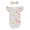 Children Baby Clothes Set Short Ruffles Sleeve Baby Girl's Romper OEM Summer Causal Kids Baby Suits With Lovely Headband