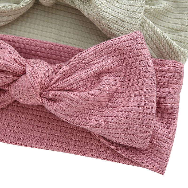 NEW Design Bamboo Knitted Baby Headband Strong Elasticity Facial Kids Head Band Solid Color Fashionable Ribbed Style