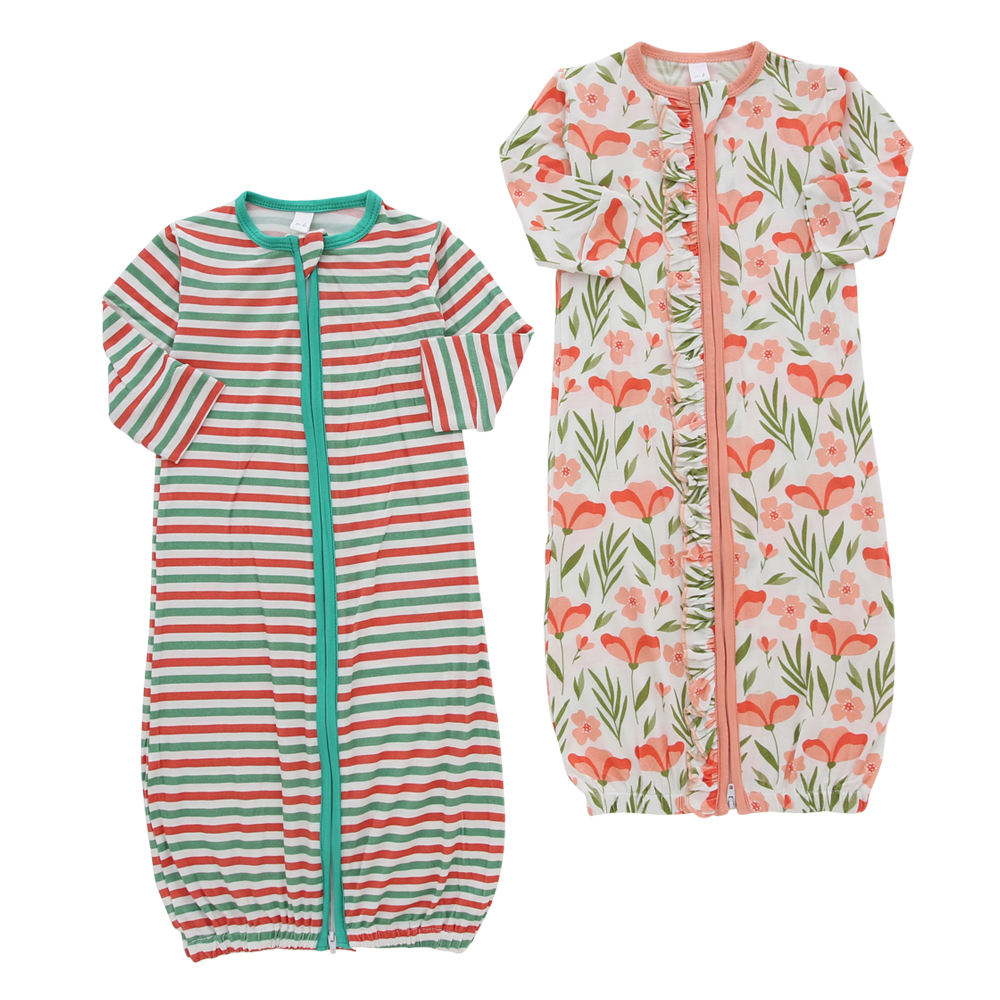 Wholesale Long Sleeve Sleeping Bag Front Zipper Design Soft And Cute Hat Baby Nightgown Sets for Newborn Infant Toddler