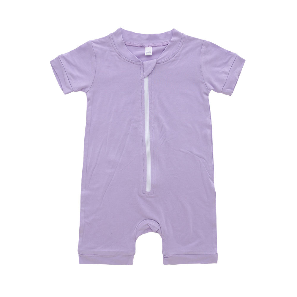 New Born Baby Romper With Single Front Zipper Design Summer Baby Jumpsuits Short Sleeve Boys And Girls Kids Clothes