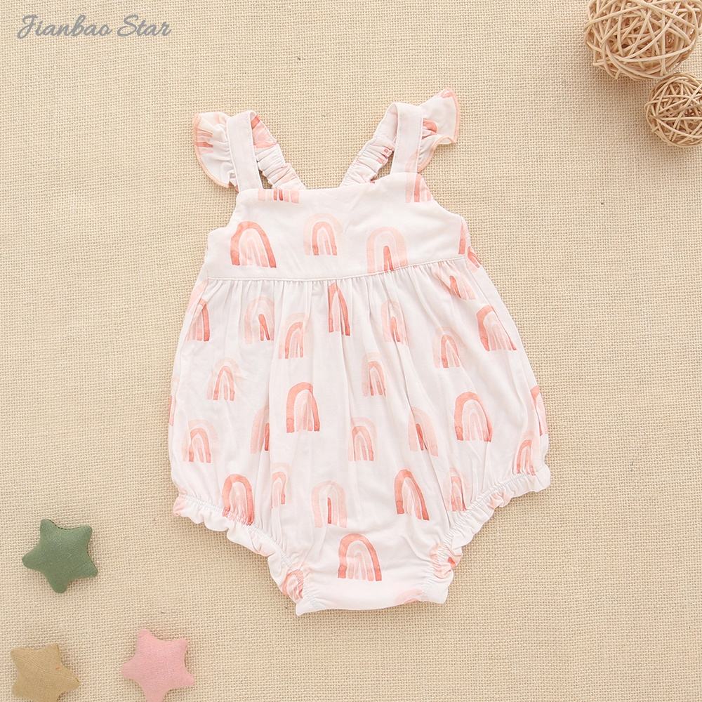 Support Customization Ins Baby Girls Suspenders Style Bamboo Cotton Sleeveless Best Summer Romper From Factory