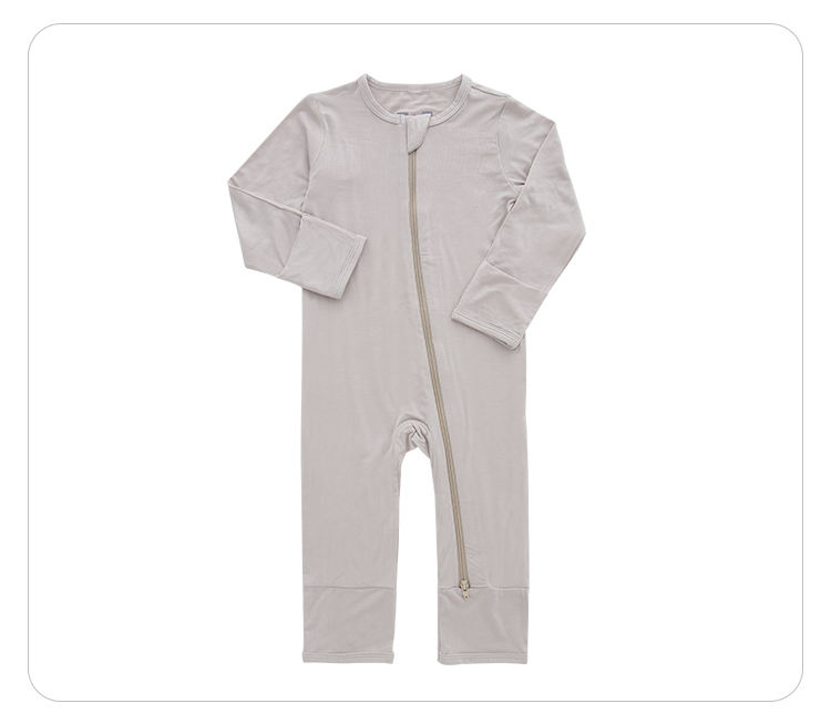 Classic Solid Color Design Suspender Bamboo Cotton Long Sleeve Lovely Baby Rompers Autumn Infants Body Suit Zipper Jumpsuits