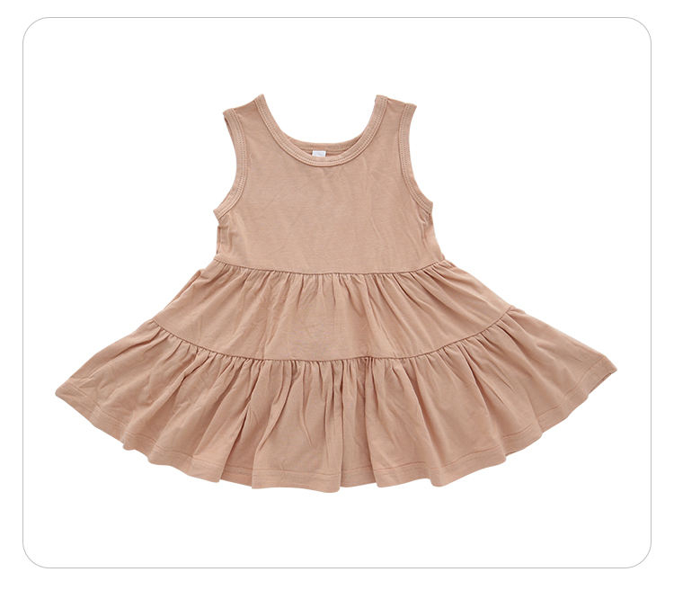 Summer Style Sleeveless Baby Dress Wholesale High Quality Bamboo Cotton Suspender Baby Girls Skirt Soft Infants Clothing