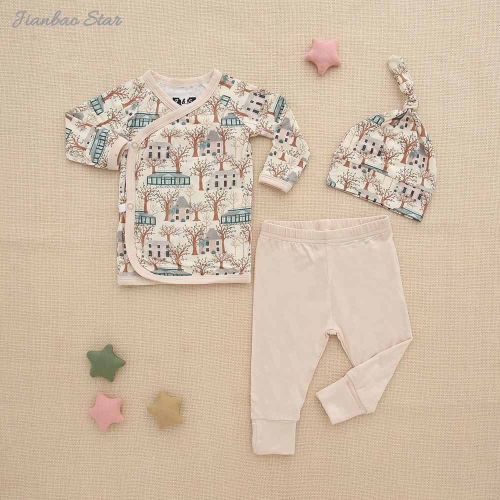 Wholesale 0-24m Baby Pajamas Sets Autumn Long Sleeve Knitted Cotton Boys Girls Outfits 3 Pieces Baby Clothing Gift Set