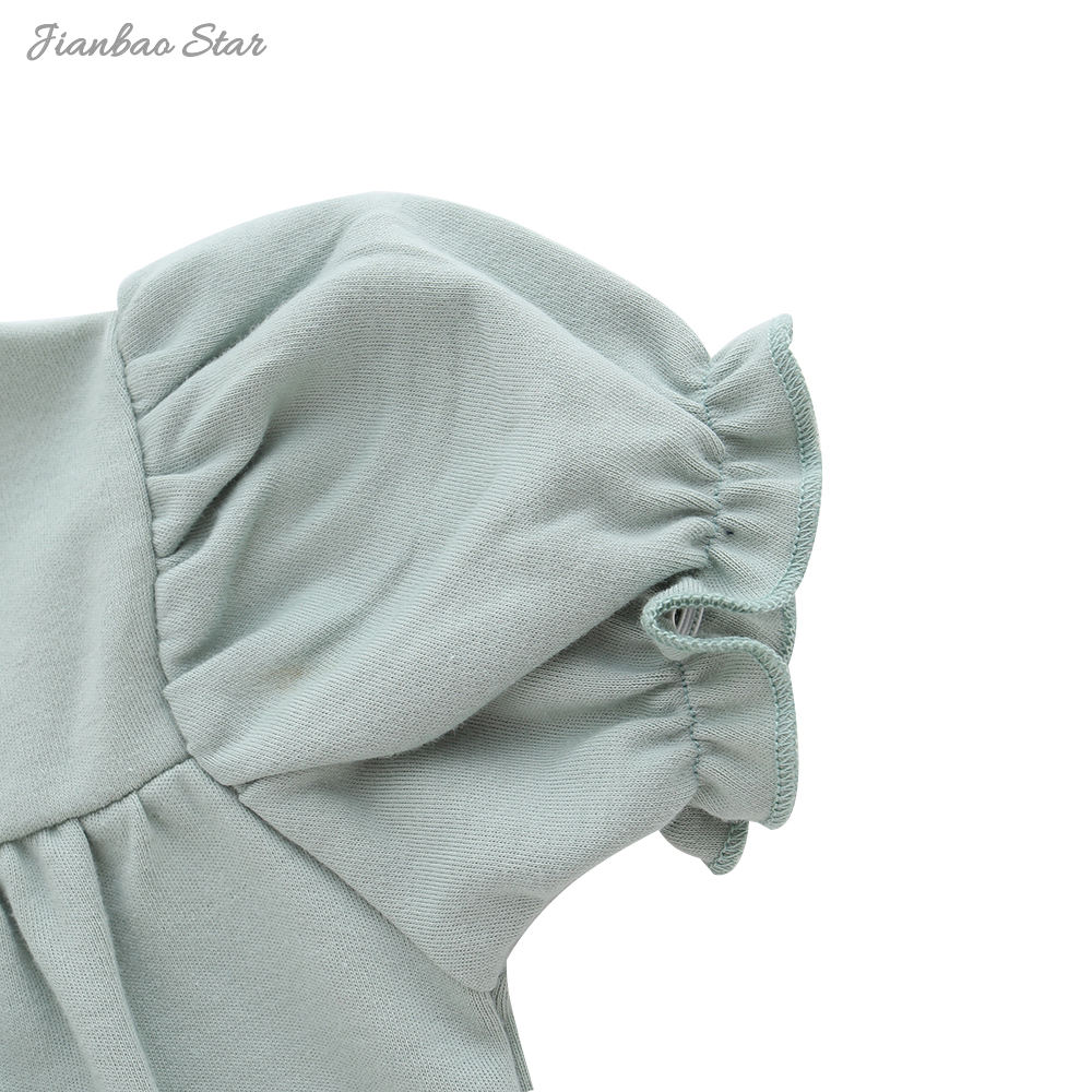 Factory New Arrivals Ruffle 100% Cotton Comfortable Custom Color Buttons Short Sleeves Summer Style Unisex Baby Romper