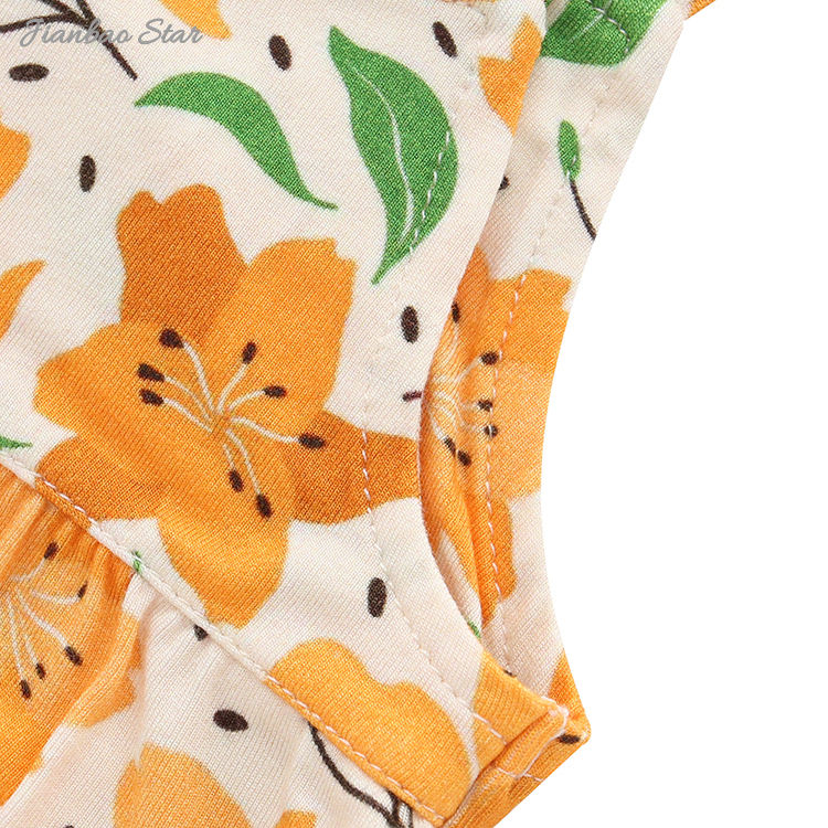 New Design High Quality 100% Cotton Beautiful Pattern Casual Style Buttons Condole Belt Baby Clothes Baby Rompers