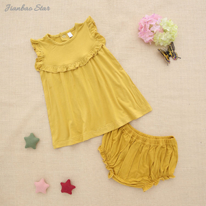 Factory Hot Sale High Quality 100% Cotton Breathable New Design Summer Sleeveless Suit Set Baby Clothes