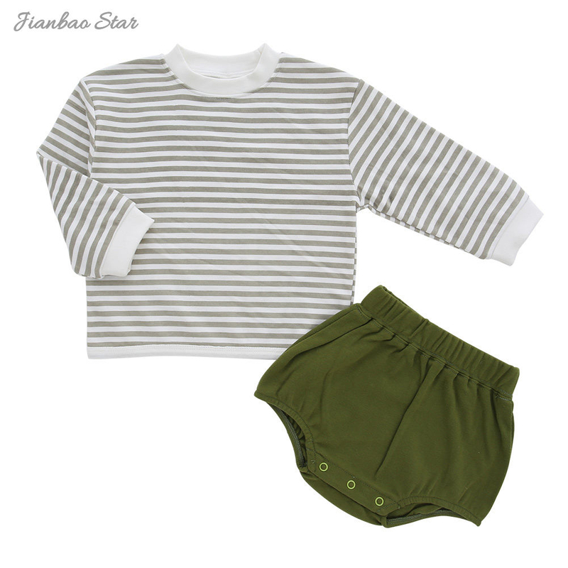 Baby & Kids 100% Cotton Clothing Set Boys And Girls Outfits 2pcs Long Sleeves Tops & Bottom Shorts Autumn Winter Clothes