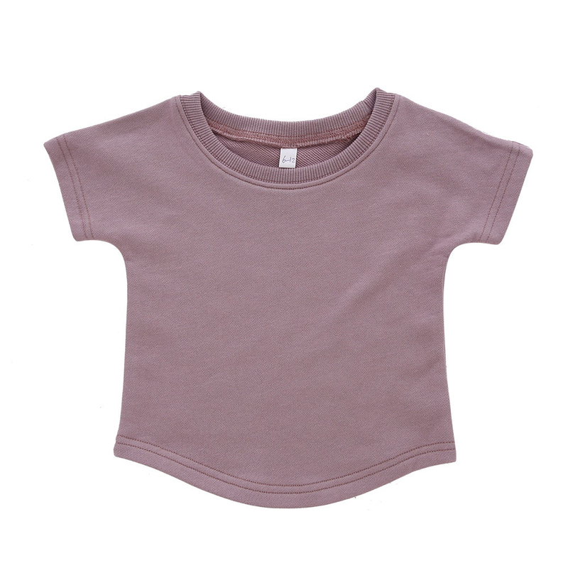 Classic 100% Cotton T Shirt Solid Color Sleepwear Bamboo Organic Cotton Short Sleeve Tops for Babies Kids Clothing