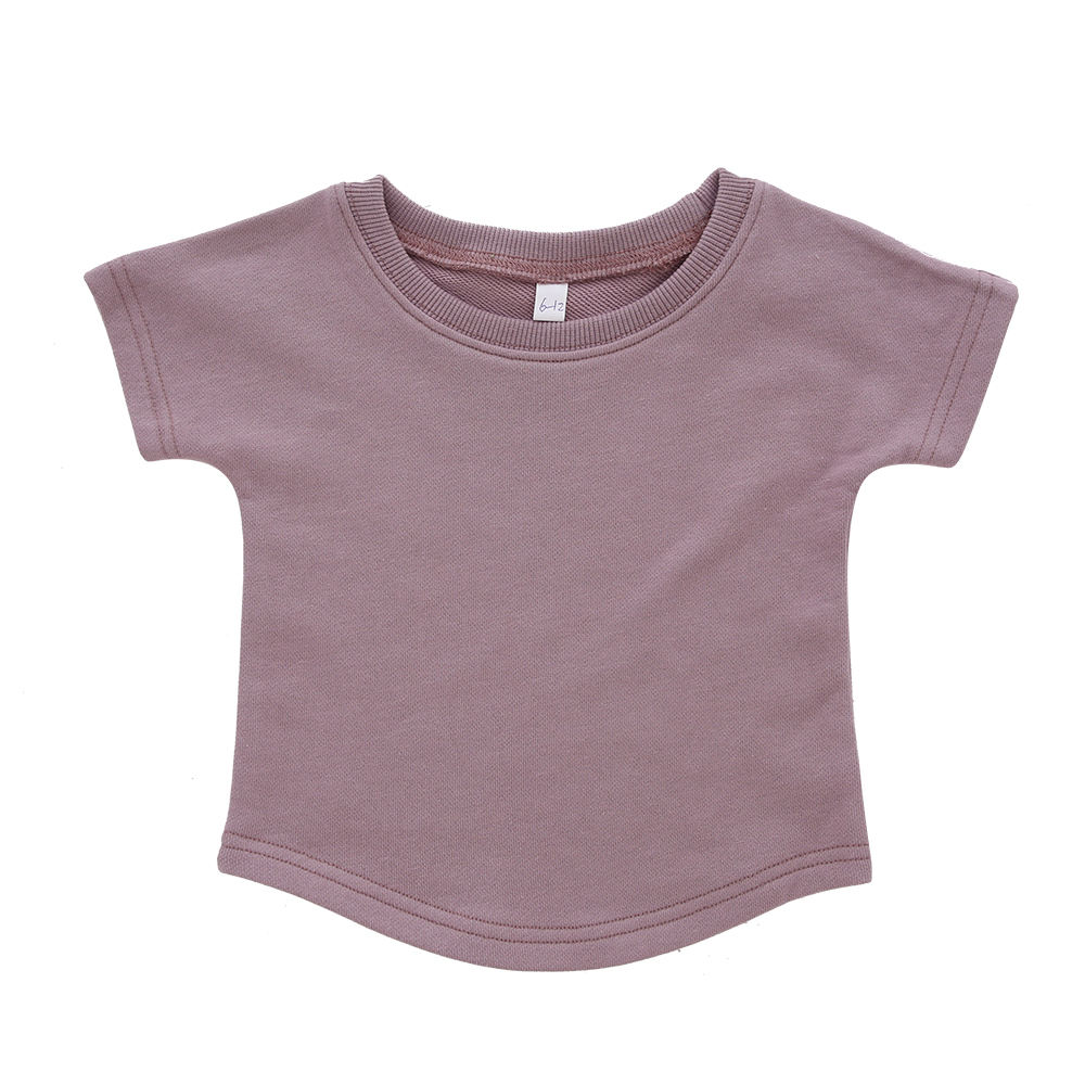 Classic 100% Cotton T Shirt Solid Color Sleepwear Bamboo Organic Cotton Short Sleeve Tops for Babies Kids Clothing