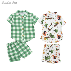 New Printing Custom Spring Autumn Baby Pajamas Sets Bamboo Viscose New Born Baby Boys Two Piece Set Baby Clothes Set