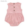 Solid Color With Wooden Button New Style baby girl rompers Newborn Baby Rompers Summer Jumpsuit Clothing Baby Onesie