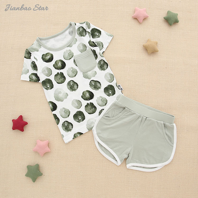 Top Sale New Design High Quality 100% Cotton Comfortable Summer Style Casual Short Sleeved Baby Suit Baby Clothes with Pocket