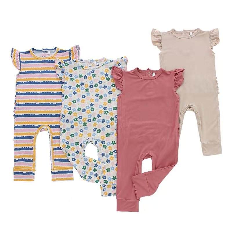 Baby Clothes Summer Style Jumpsuit Sleeveless & Long Pants With Snap Button Romper High Quality 95% Bamboo Fiber 5% Spandex