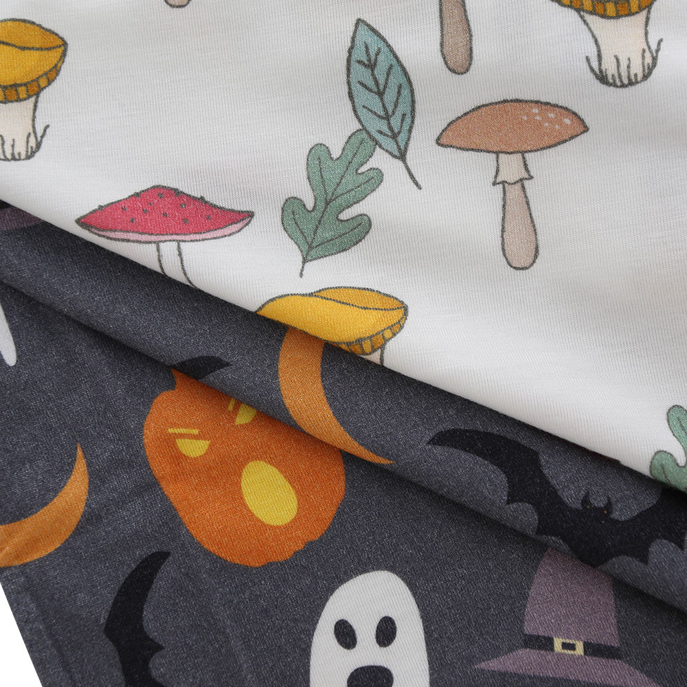 Wholesale Newborn Baby Clothing Halloween Custom Printed Style Short Sleeve Summer Baby Romper 95% Bamboo & 5% Spandex Fabric