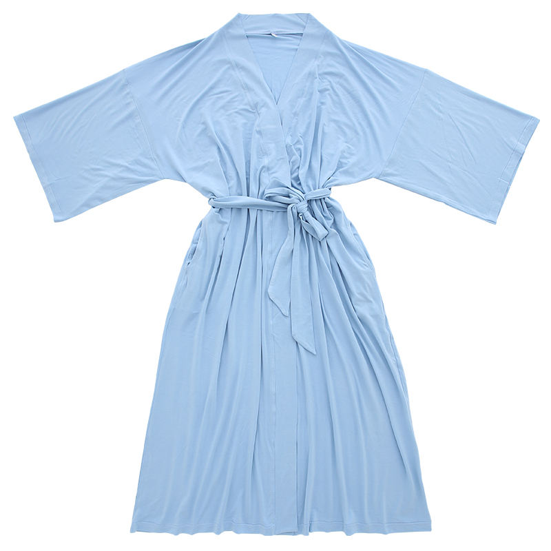 New Design Women Girls OEM Printed Solid Color Summer Nightgown Causal Style 95% Bamboo Viscose& 5% Spandex Fabric Pajamas Robe