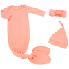 Newborn Baby 0-2Y Full Season Envelope Collar Plain Print Sleeping Sack Hat Headband Sleep Bag Sets Baby Gown