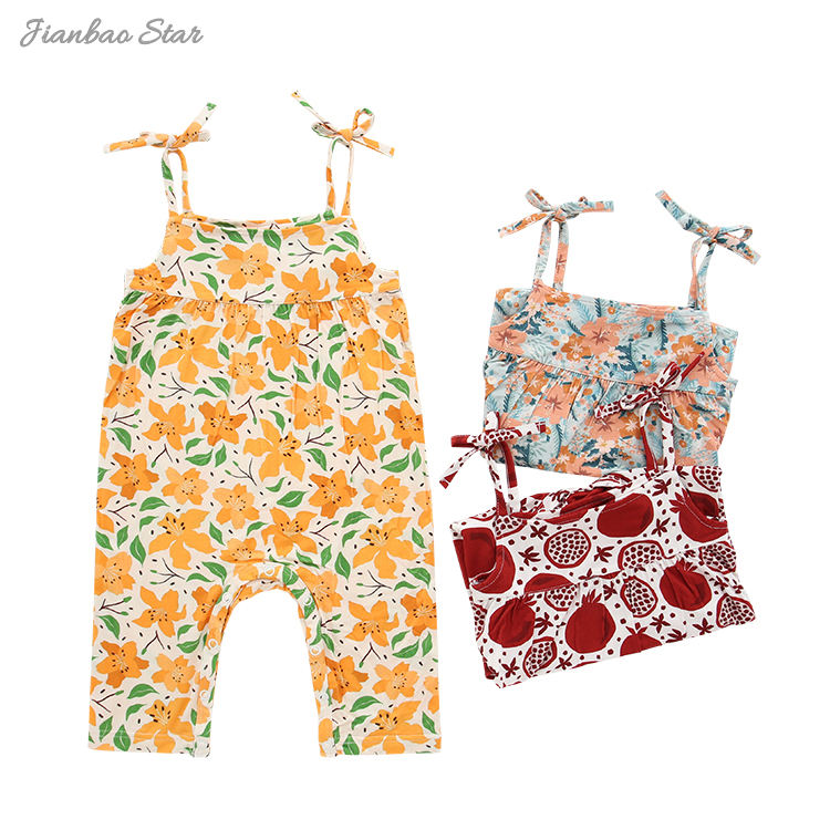 New Design High Quality 100% Cotton Beautiful Pattern Casual Style Buttons Condole Belt Baby Clothes Baby Rompers