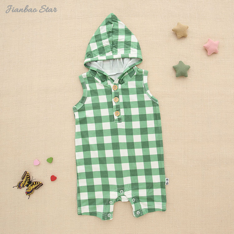 Bamboo Spandex Knitted New Style Sleeveless Hoodie Tank Baby Romper For Boys And Girls Summer Baby Jumpsuit