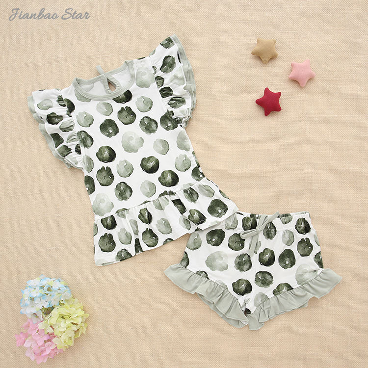 New Kids Clothing Baby Clothes Set High Quality Kids Shorts Children Girls Waffle Clothes Lovely Bamboo Baby Girls' Suit Set