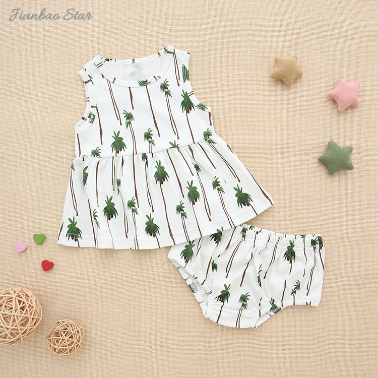 New Release Baby Peplum Sleeveless Top with Bloomers 100% Cotton Fabric Breathable Baby Clothing Set with OEM Service