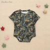 Summer Wholesale Baby Rompers Folded Sleeve With Snap Button Custom Printed Pattern Unisex Baby Jumpsuit